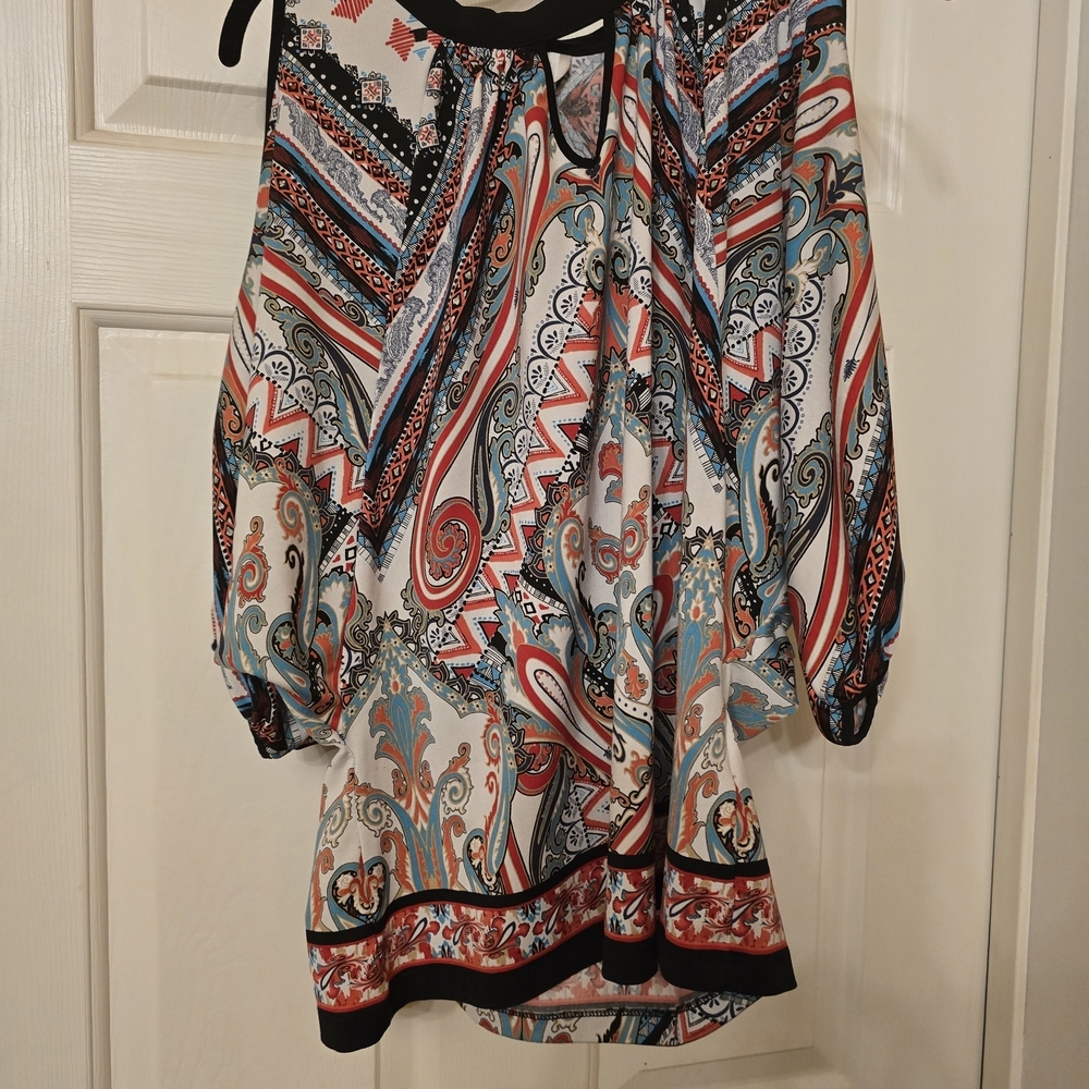 Beige by eci Multicolor Paisley Blouse